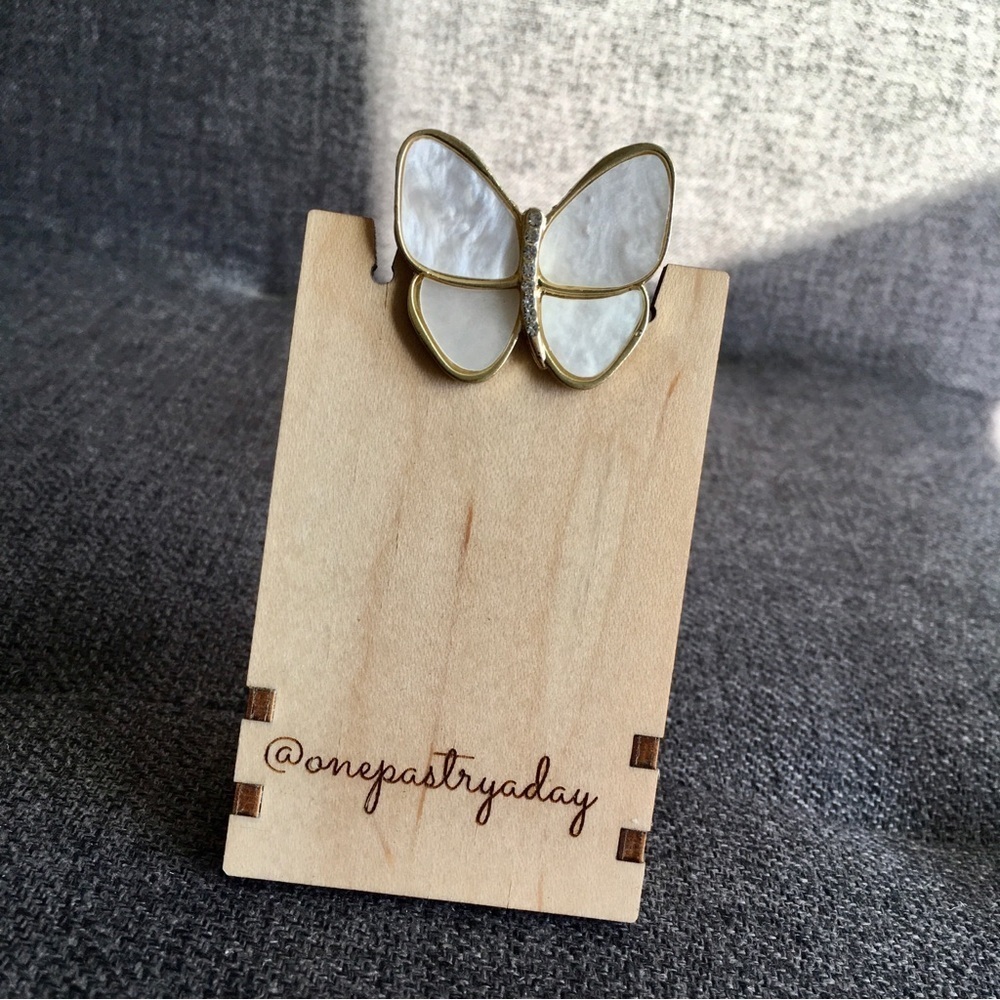 Butterfly Mother of Pearl + Rhinestone Fashion Brooch, Pin, Sparkly, Festive - Picture 5 of 16